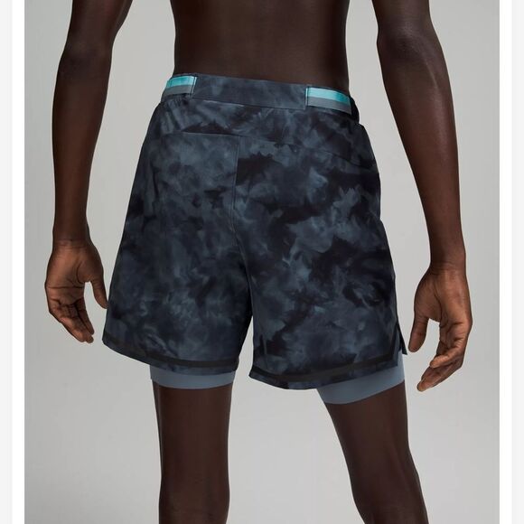 LULULEMON MEN SURGE SHORT 6" LINED BOLD LINES SPRAY DYE - Picture 3 of 14
